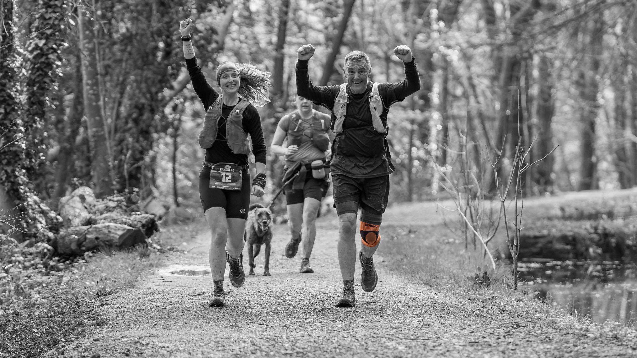 Running with a knee support sleeve