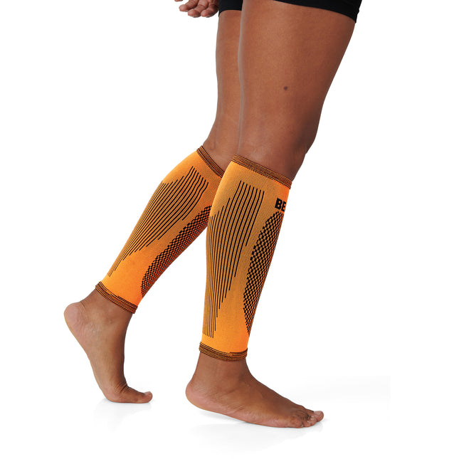 Pair of calf support sleeves for increased blood flow & recovery from shin splints