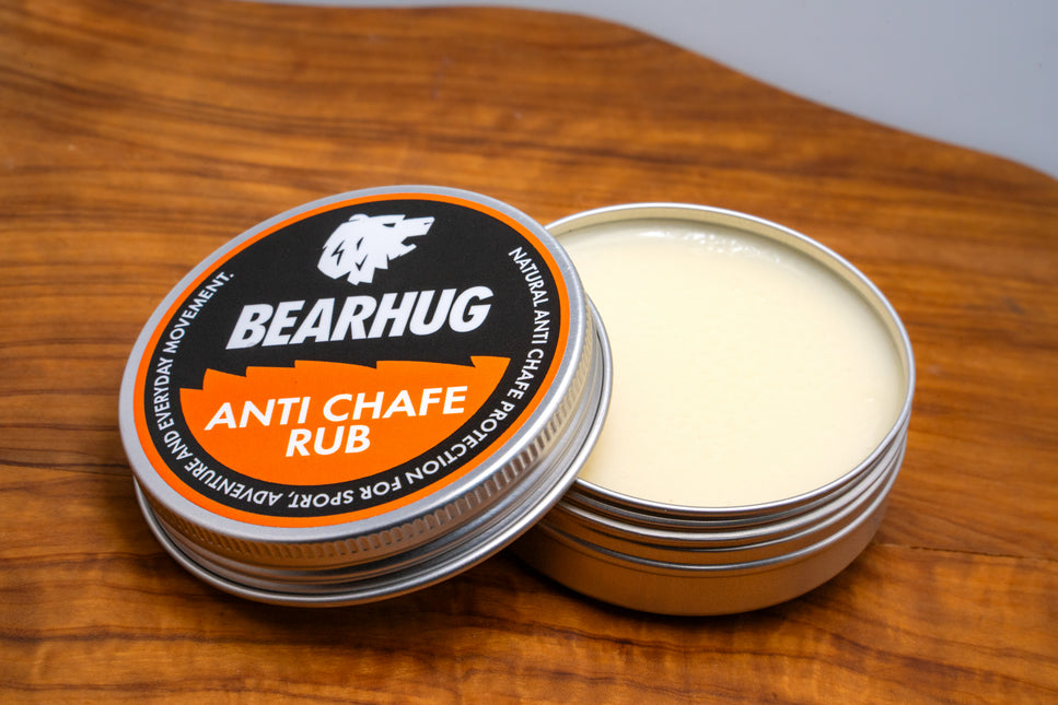 Bearhug Anti Chafe Rub 60g tin with lid, orange label