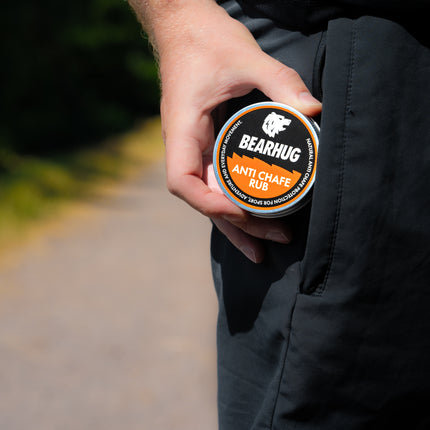 Applying Bearhug Anti Chafe Rub before sport and exercise