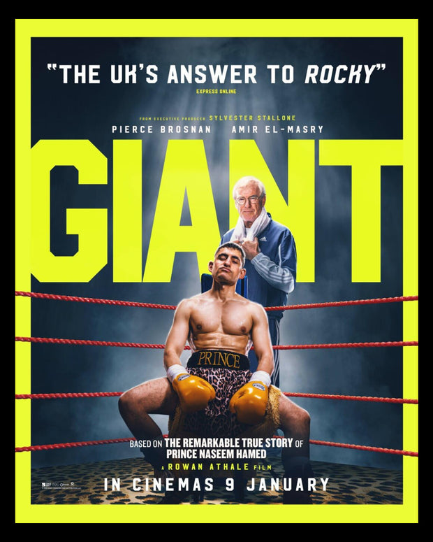 Movie poster for 'Giant' featuring a boxer and a man in a suit in a boxing ring.